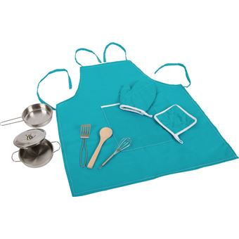Set Tablier Cuisine Enfant Iwobi 6 Pièces - Kit Chef Pâtisserie Pour Enfants, Jouet Éducatif Avec Ustensiles Jouet Bois Cuisine