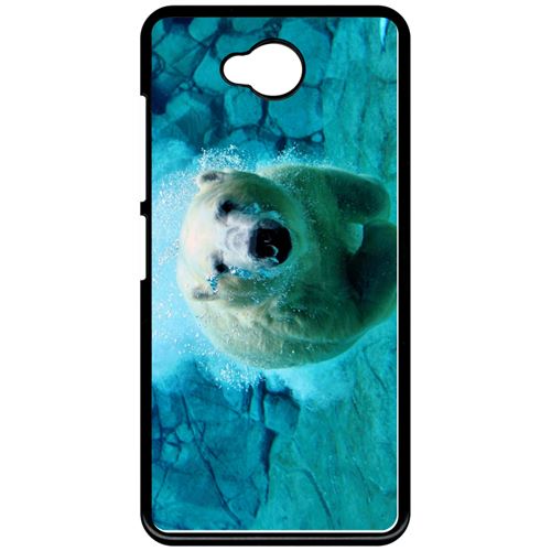 Coque My-Kase pour Lumia 650 - gros ours blanc plongee - Plastique Noir
