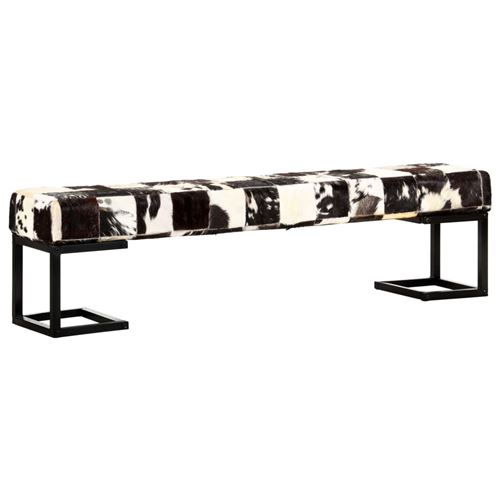 vidaXL Banc 160 cm Noir Patchwork Cuir véritable de chèvre