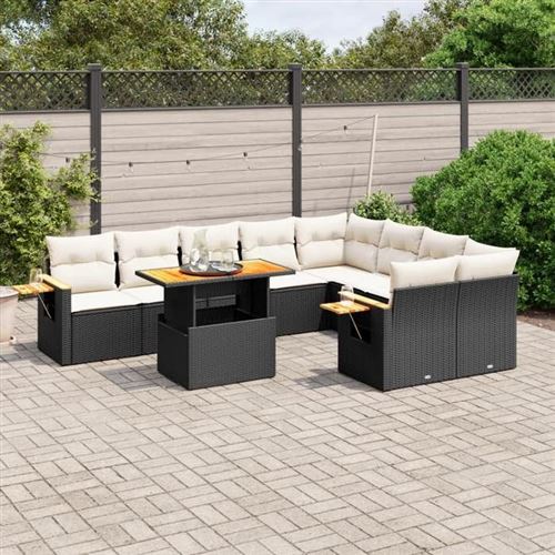 Non Communiqué Noir Vidaxl Salon De Jardin Avec Coussins 10 Pcs, Canapés De Terrasse, Ensemble De Meubles De Patio, Mobilier D'extérieur, 3273674
