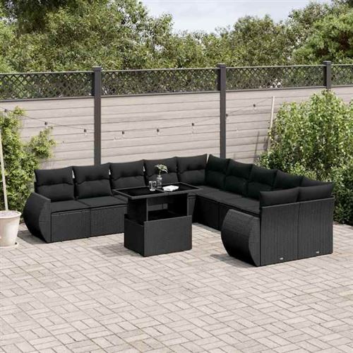 Non Communiqué Noir Salon De Jardin Modulable Vidaxl 10 Personnes Rotin 62 X 62 X 69 Cm 11 Pieces