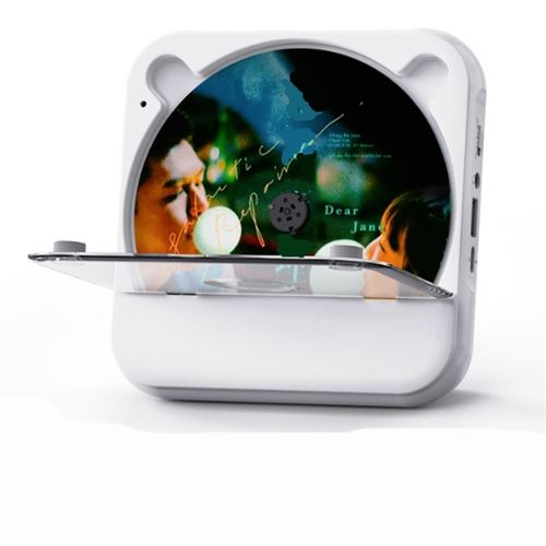 Brightake Lecteur CD Bluetooth 8 en 1 avec haut-parleur, portable, hi-fi, rechargeable, télécommande, radio FM, protection contre la poussière, affichage LED, blanc