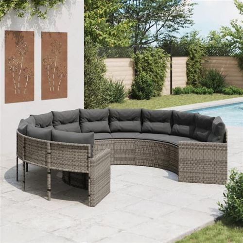 VIDAXL - Canapé de jardin - Résine tressée - Gris - Image 2