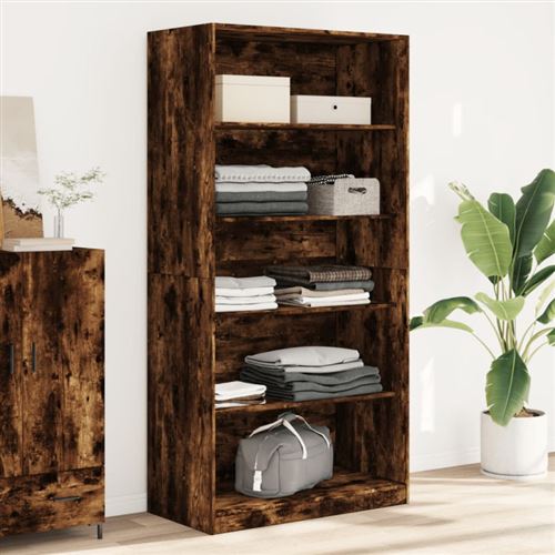 Garde robe chêne fumé 100x50x200 cm bois d ingénierie
