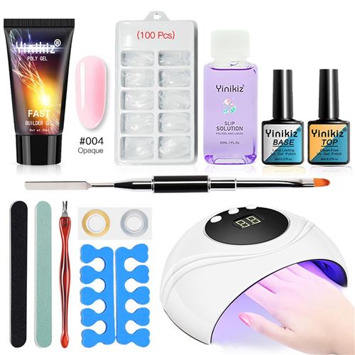 Yinikiz 24w affichage UV lampe ensemble d'ongles à extension rapide Poly Gel Kit Gel D - Multicolore