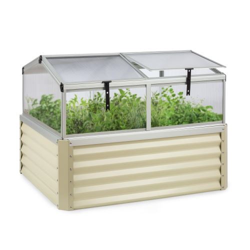 Blumfeldt High Grow Advanced Carré de potager surélevé avec toit - 540 litres - Acier beige