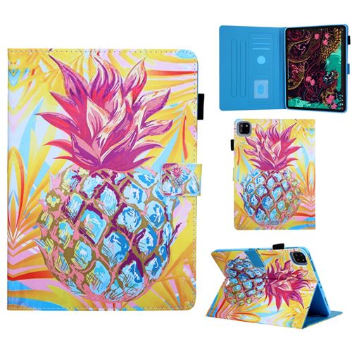 Etui en PU impression de motifs avec porte-carte ananas pour votre Apple iPad Pro 11 pouces (2020)/(2018)