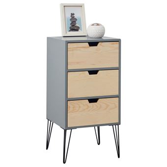 Table De Chevet Bahia Meuble De Nuit Avec 3 Tiroirs En Bois De