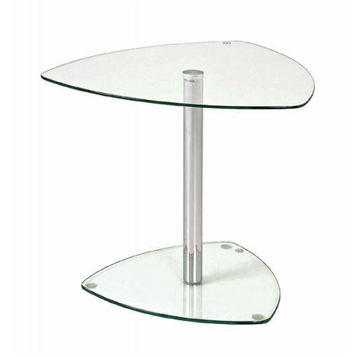 Bout de canapé en verre trempé piètement chromé L50xP50xH45cm MALI