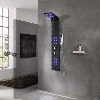 Panneau De Douche Aluminium 20 X 44 X 130 Cm Noir Pieces De