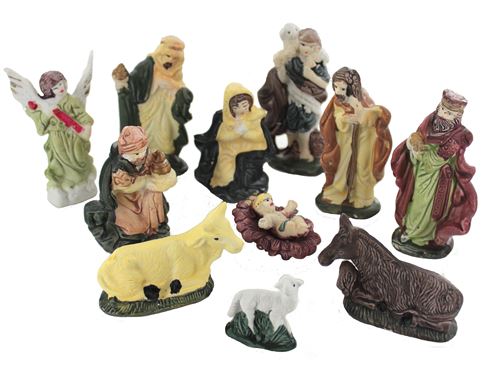 Britesta : Lot de 11 figurines pour crèche de Noël en porcelaine peintes à la main