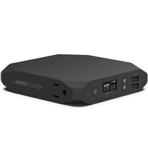 Omnicharge Omni 20+, Powerbank avec Chargeur sans Fil 20,400 mAh, Prise AC 100 W, Sortie DC 70 W, 2 Ports USB, Adaptateur Secteur, écran OLED