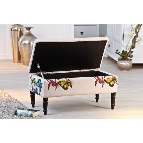 Banc de rangement - Décor papillon