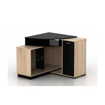 Meuble Tv D Angle Amael Avec Rangements Coloris Chene Noir