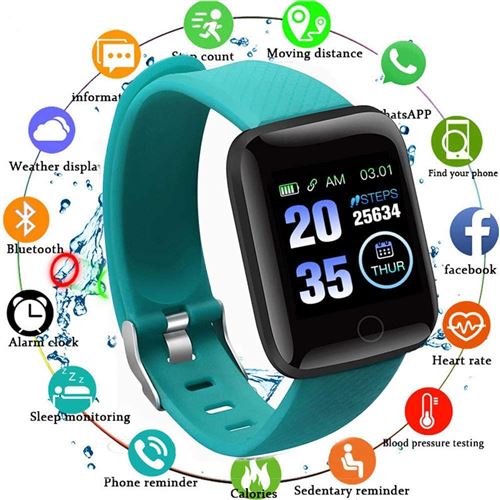 Montre Connectée CHRONUS pour Femmes Homme Sport Avec étanche IP67 podomètre Moniteur de Sommeil podomètre pour Android iOS-Vert
