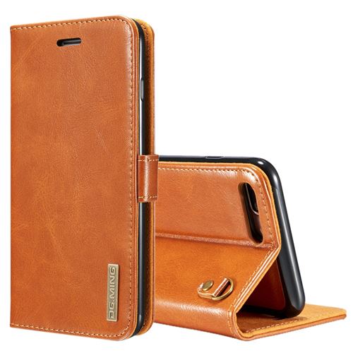 (#52) for iPhone 8 Plus & 7 Plus Genuine Leather Horizontal Flip Detachable Magnetic Protective Case (Brown)