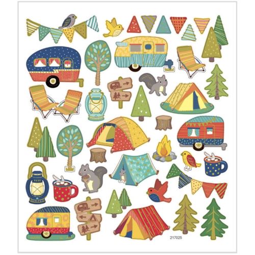 Creotime feuille d'autocollant camping 16,5 x 15 cm 40 pièces