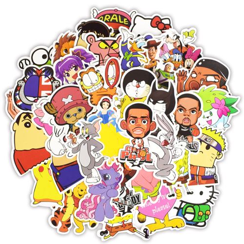 50 pieces Stickers pour décoration des bagages/des chambres - Dessin animé