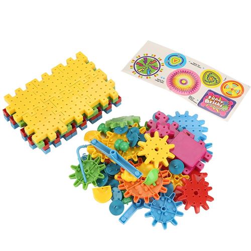 81PCS Blocs de Construction Jouet DIY Roue Dentée Drôles Briques Engrenages Électrique Puzzle 3D Motorisé Plastique Jouets