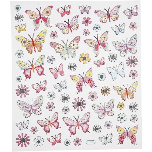 Creotime sticker feuille papillons 16,5 x 15 cm effet métallisé