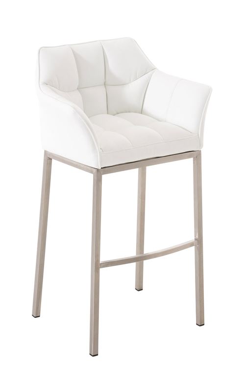 Tabouret de bar damaso en similicuir , blanc /acier inoxydable