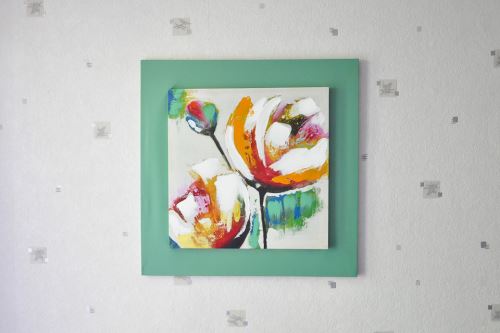 Tableau toile carrée fleur de printemps (55 x 55 cm) - multicolore