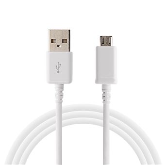 Cable USB Chargeur Blanc pour Samsung Galaxy J5 2015 J500 - Cable Universel Port Micro USB Data Chargeur Synchronisation Transfert Donnees Mesure 1 Metre Phonillico® - 1