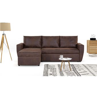 Astoria Canapé Dangle Réversible Convertible 4 Places Avec Coffre Couleur Marron