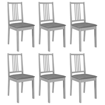 vidaXL Chaises à dîner avec coussins 6 pcs Gris Caoutchouc solide - 1