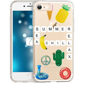 Coque Iphone 7 8 scrabble summer chill cactus ananas tropical relax - 1