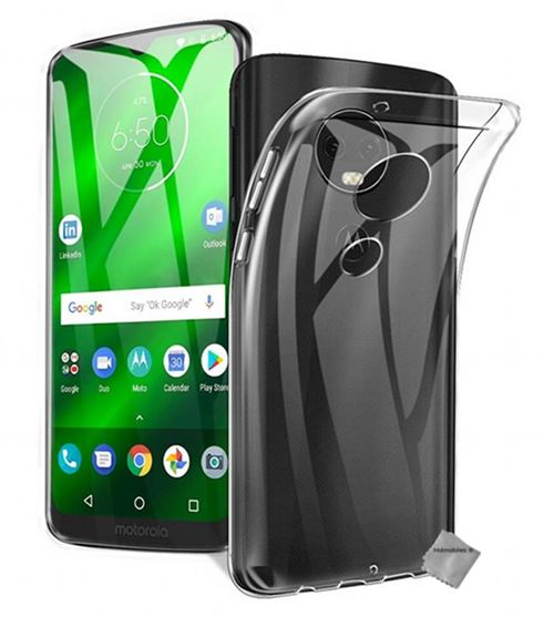 Housse etui coque silicone gel Motorola Moto G7 Play + verre trempe TRANSPARENT TPU - htdmobiles