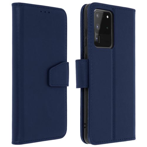 Avizar Housse pour Samsung Galaxy S20 Ultra Cuir Porte-carte Fonction Support Premium Bleu Nuit