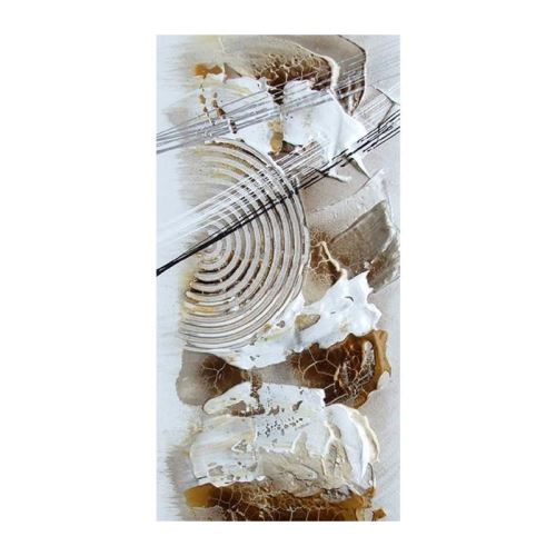 ABSTRACT Tableau déco toile peinte a la main 30x60 cm beige