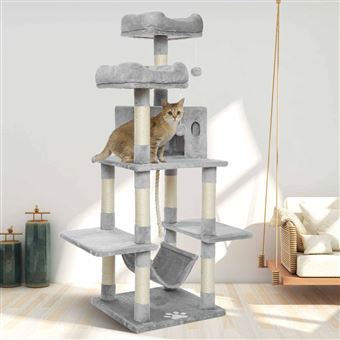 Arbre A Chat Griffe De Chat Cadre D Escalade De Chat Planche A Gratter Gris Clair Paniers Et Mobilier Pour Chat Achat Prix Fnac