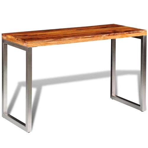 vidaXL Table de salle à manger et pieds en acier Bois massif de sesham