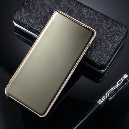 Etui en PU fenêtre de visualisation de la surface du miroir or pour votre Huawei P30