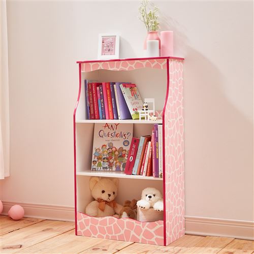 Teamson Kids - Étagère à 2 étagères Fashion Prints - Imprimé girafe rose
