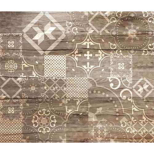 Crédence adhésive en alu imitation Bois - L. 20 x l. 20 cm - Marron - Design CPM - Bois