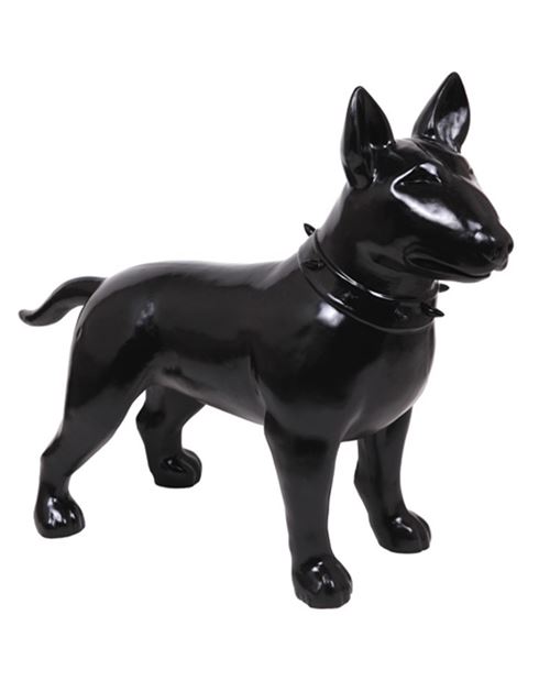 Statue CHIEN bull terrier noir en résine - 110 cm