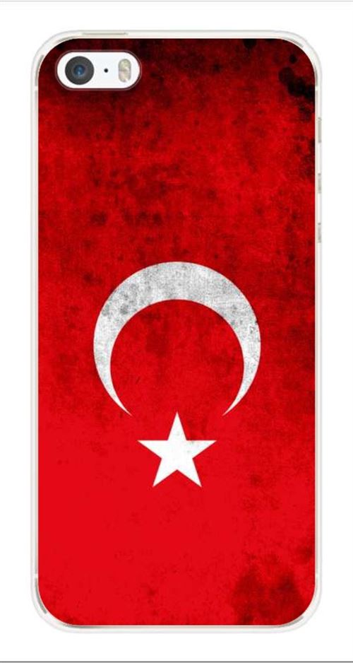 Coque en silicone imprimée compatible iPhone 5 iPhone 5S Drapeau Turquie