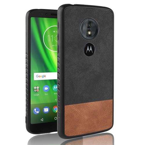 Etui en PU Hybride bicolore revêtu d'une couche d'épissure noir pour votre Motorola Moto E5/G6 Play
