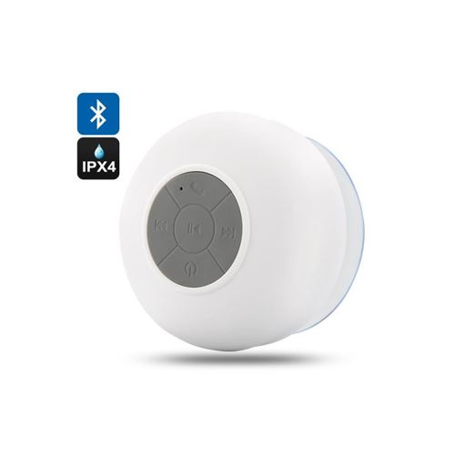 Enceinte bluetooth avec ventouse etanche de couleur blanc
