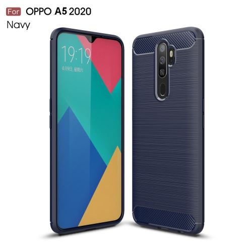 Coque Oppo A5 2020 Carbone Bleu En Silicone Gel Souple