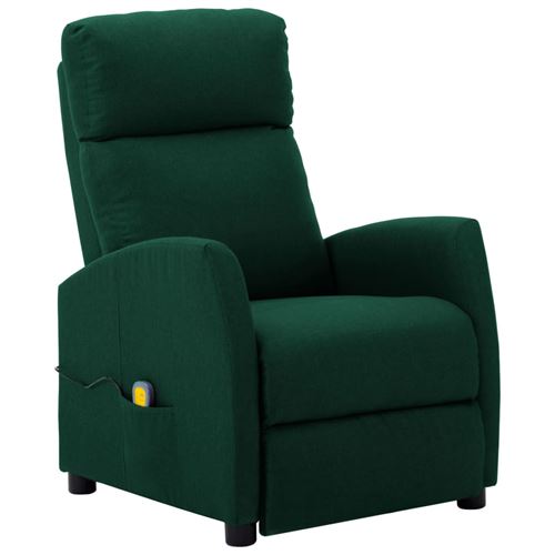 vidaXL Fauteuil de massage inclinable Vert foncé Tissu