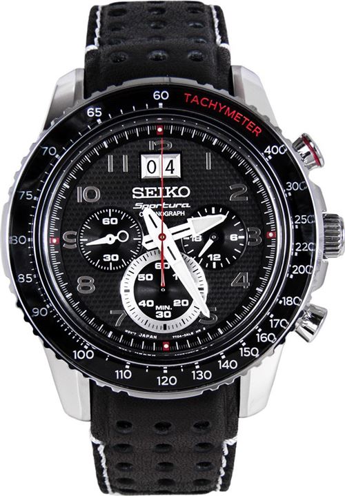 Montre Homme Seiko Sportura SPC139P1 bracelet perforé couleur noire