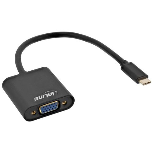 Convertisseur d'affichage USB InLine®, USB Type-C mâle vers VGA femelle (mode alternatif DP), noir, 0,2 m