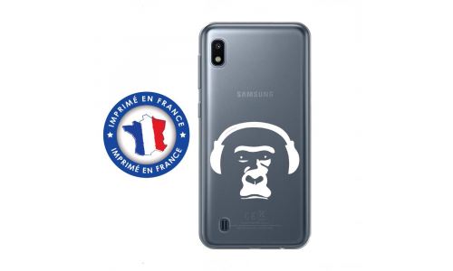 Coque souple pour Samsung Galaxy A10 avec impression Motifs singe avec son casque