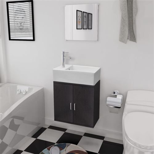 vidaXL Meubles de salle bains trois pièces Noir