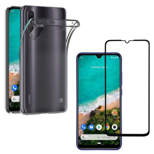 Coque pour Xiaomi MI A3 et Verre Trempé Bord Noir Film Protection Ecran [Phonillico®]