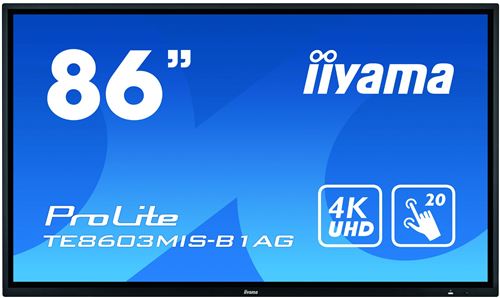 iiyama ProLite TE8603MIS-B1AG moniteur à écran tactile 2,17 m (85.6) 3840 x 2160 pixels Noir Plusieurs pressions Multi-utilisateur